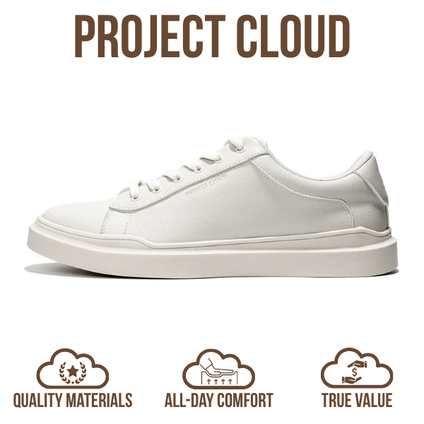 Project Cloud | "Tilton" Vegan Leather Mens Sneakers - Memory Foam Technology | Lightweight | Anti-Slip