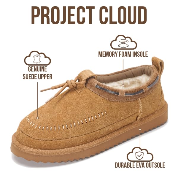 Project Cloud | "Timber" Genuine Leather Women's Slippers | Memory Foam | Lightweight | Non-Slip