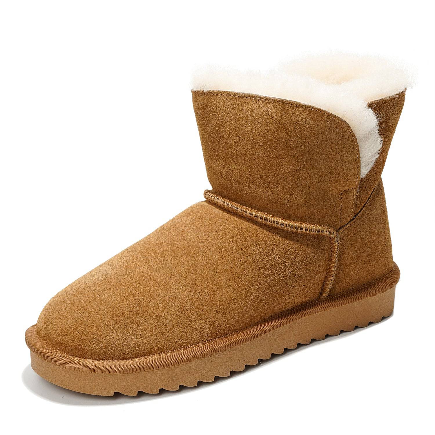 Timmy Mini Boots by Project Cloud: Brown suede leather ankle boots, fur-lined for comfort