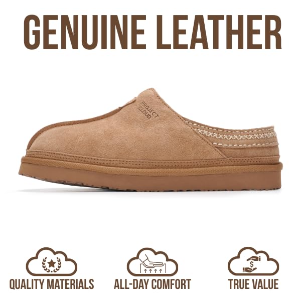 Project Cloud Men's |  Australian Shearling Lining Furry House Slippers | Memory Foam | Lightweight | Non-Slip - Unwind