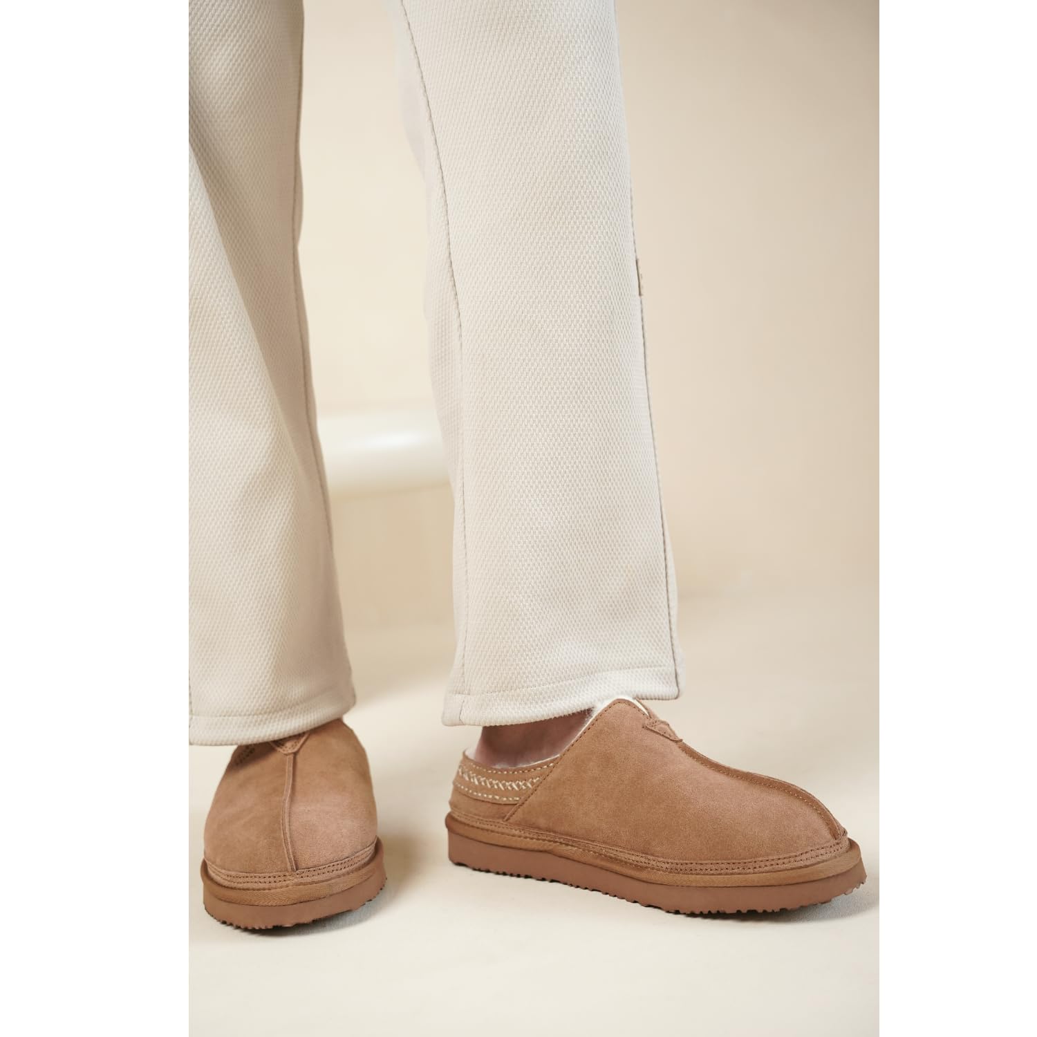 Mens Slippers 100% Genuine Leather & Australian Shearling Lining