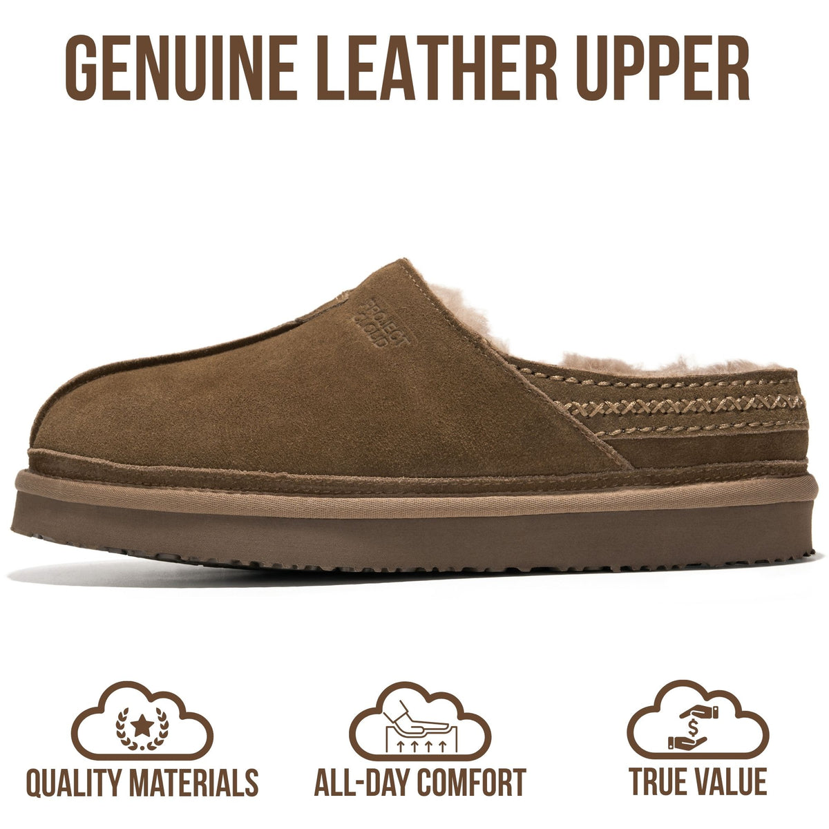 Project Cloud Men's |  Australian Shearling Lining Furry House Slippers | Memory Foam | Lightweight | Non-Slip - Unwind - Project Cloud - Loafers -Shop Project Cloud premium footwear Now!