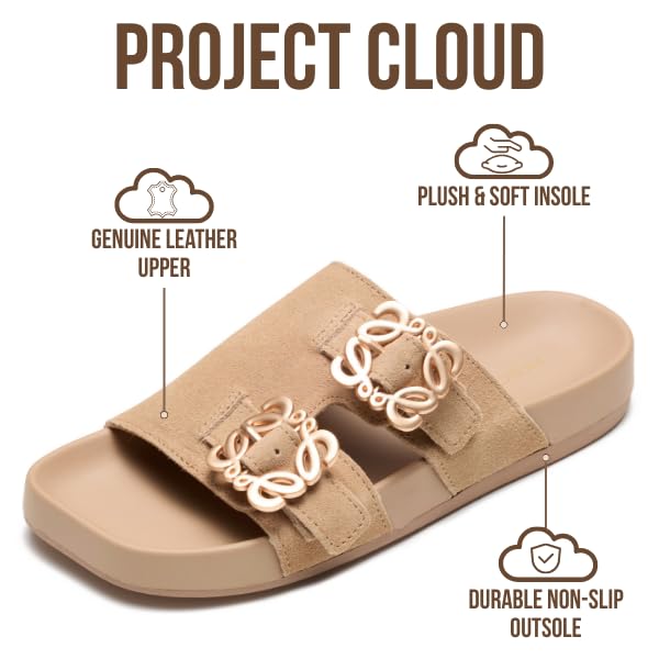 Project Cloud Women's | 100% Genuine Leather Sandals for Women | Plush & Soft Insole | Lightweight | Non-Slip - Velora - Project Cloud - Sandals -Shop Project Cloud premium footwear Now!