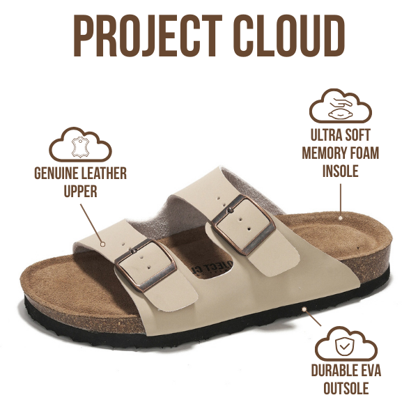Project Cloud | "Venita" 100% Genuine Leather Womens Sandals | Memory Foam | Lightweight | Non-Slip