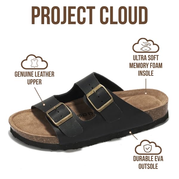 Project Cloud | "Venita" 100% Genuine Leather Womens Sandals | Memory Foam | Lightweight | Non-Slip
