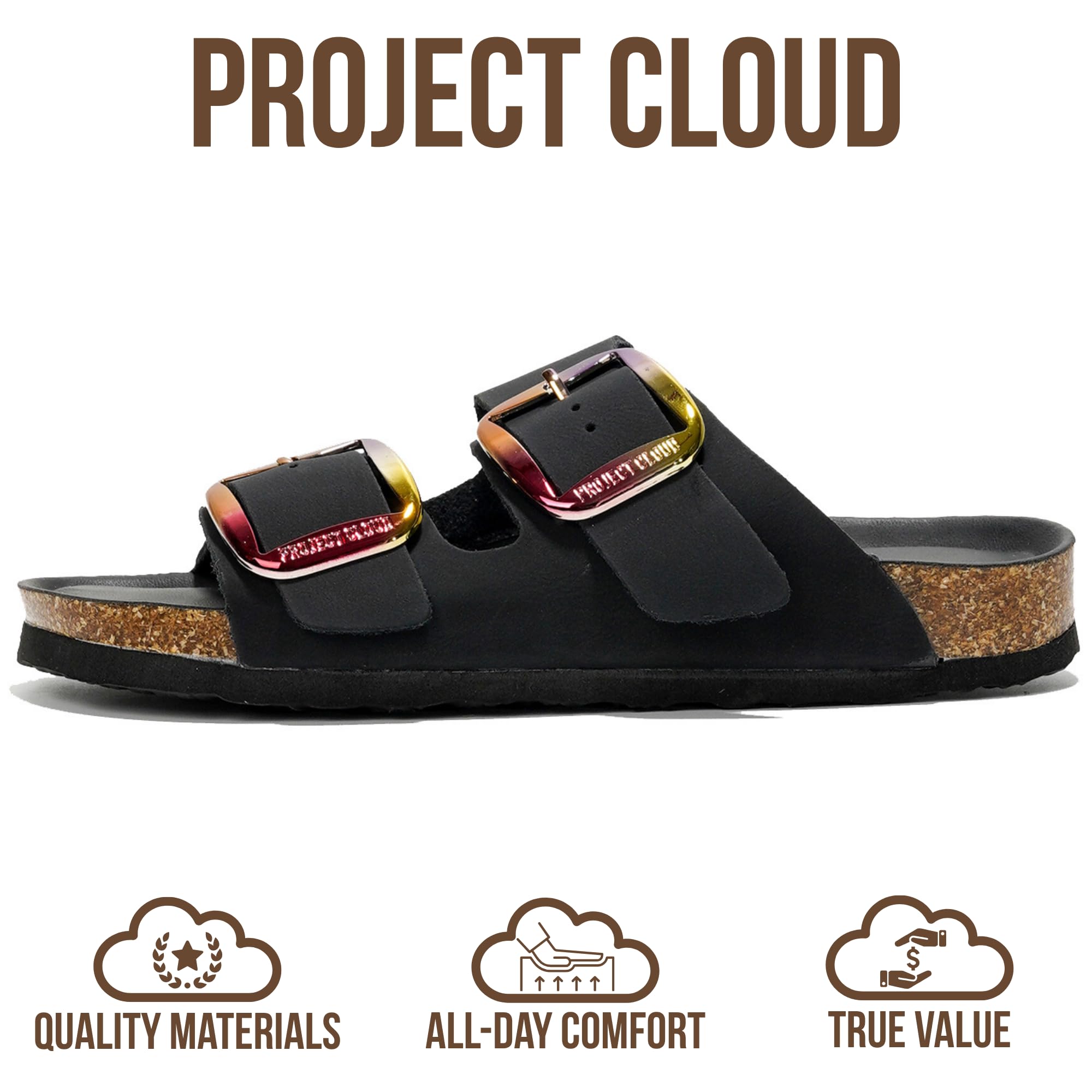 Project Cloud Women's | 100% Genuine Leather Women Flat Sandals | ProjectPlush | Lightweight | Non-Slip - Santorini