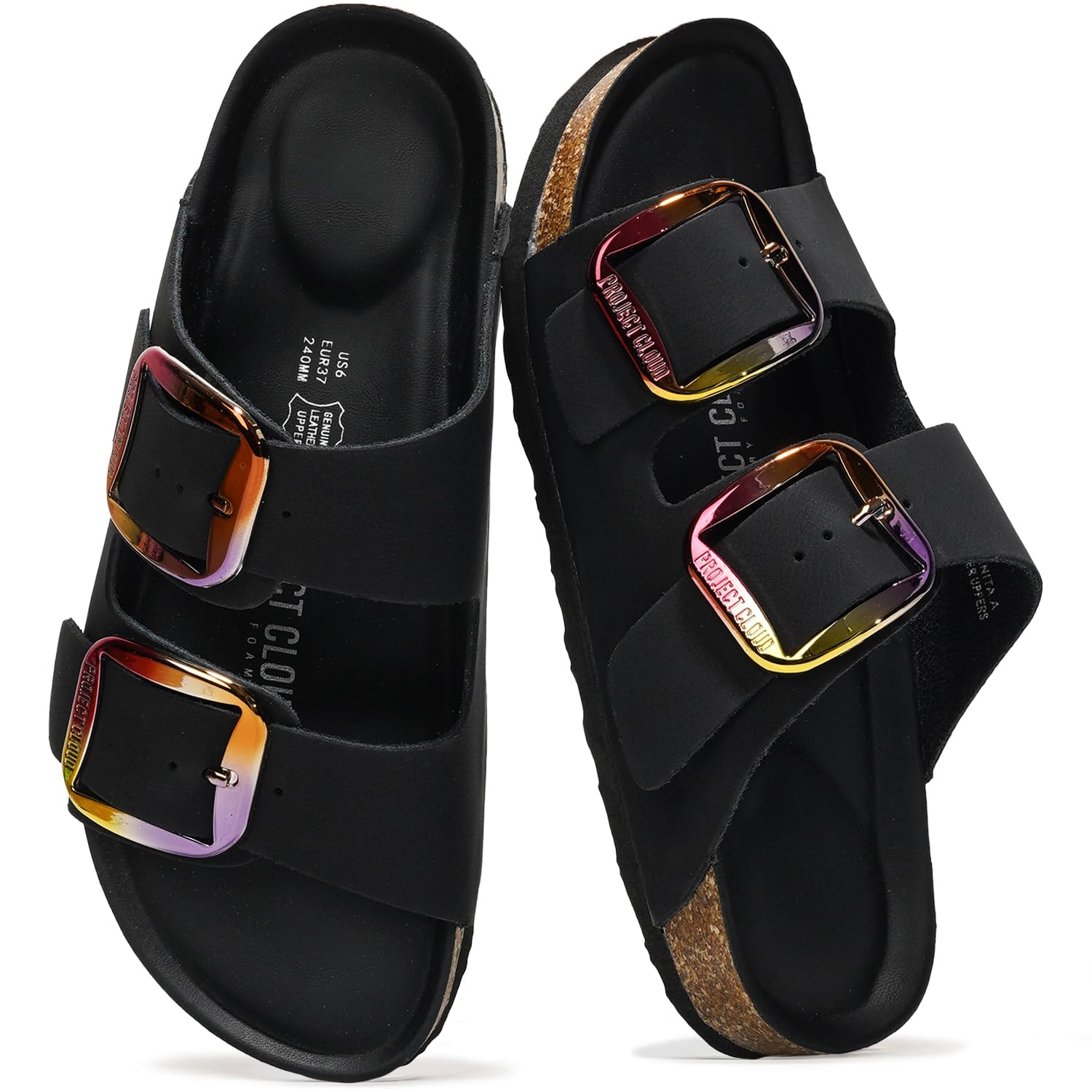 Project Cloud Women's | 100% Genuine Leather Women Flat Sandals | ProjectPlush | Lightweight | Non-Slip - Santorini
