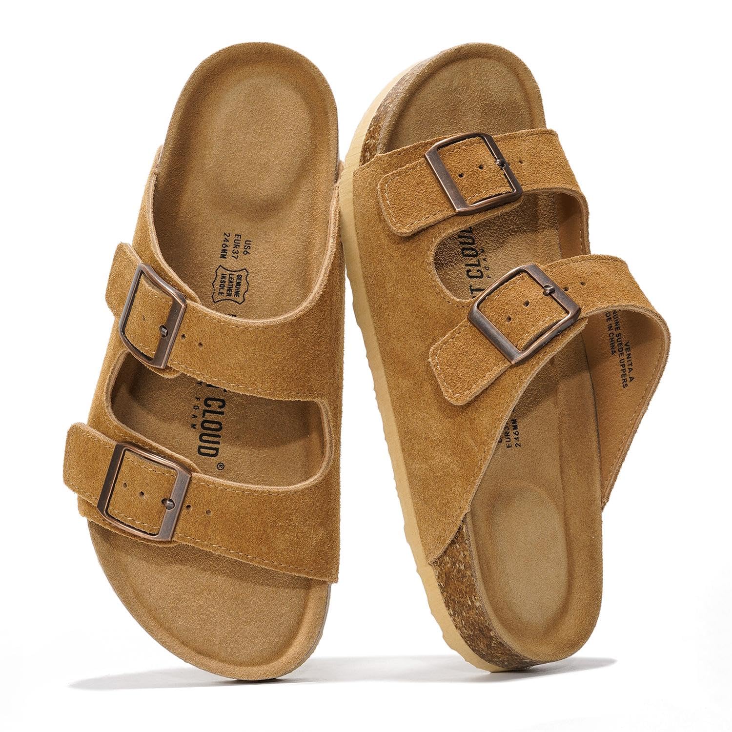 Project Cloud | "Venita" 100% Genuine Leather Womens Sandals | Memory Foam | Lightweight | Non-Slip