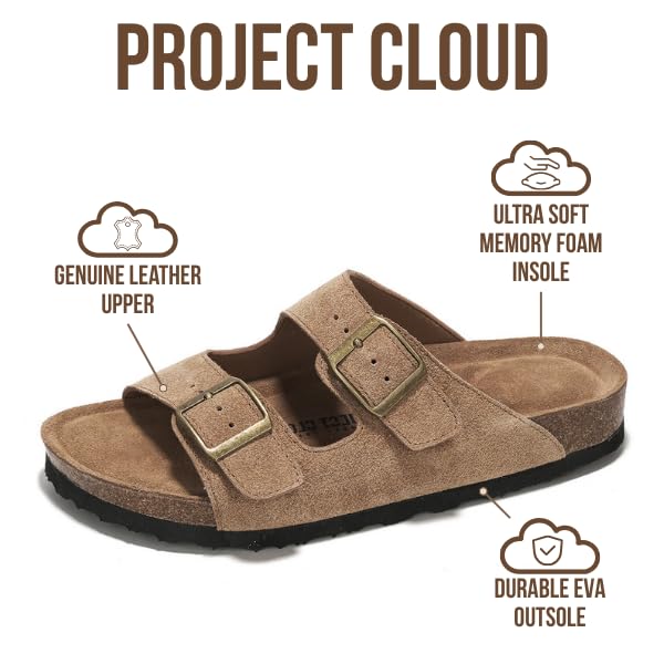 Project Cloud | "Venita" 100% Genuine Leather Womens Sandals | Memory Foam | Lightweight | Non-Slip