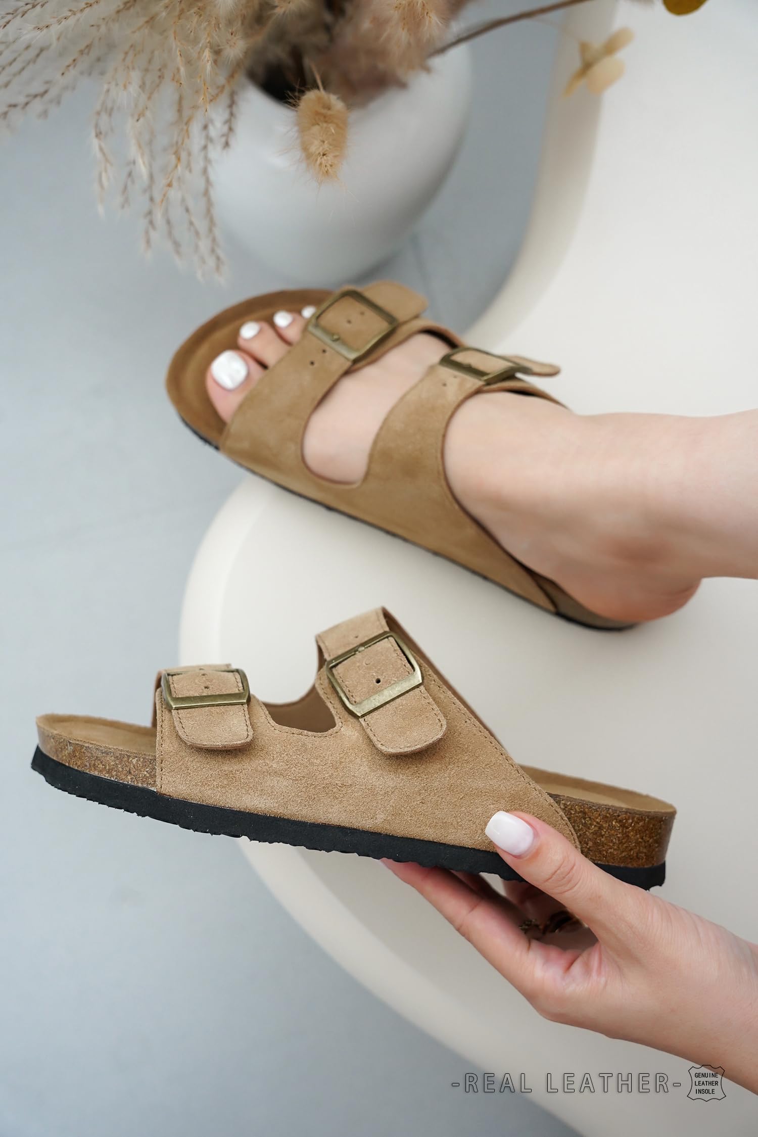 Project Cloud | "Venita" 100% Genuine Leather Womens Sandals | Memory Foam | Lightweight | Non-Slip