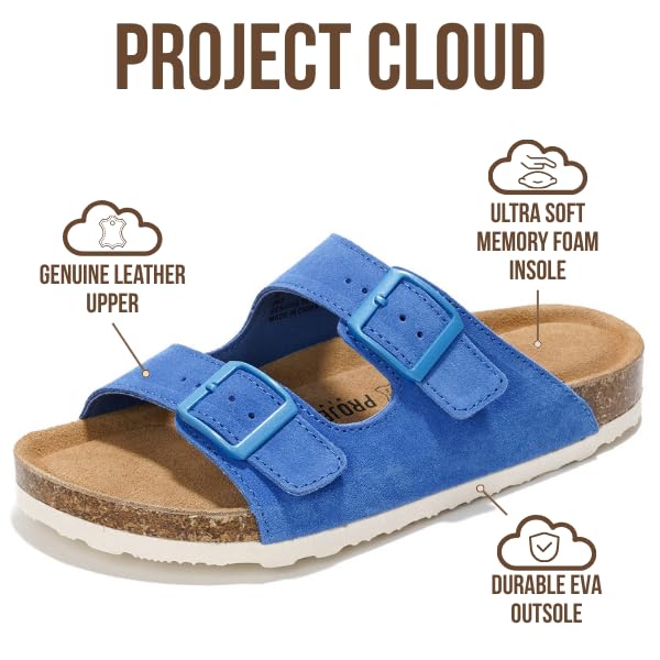 Project Cloud | "Venita" 100% Genuine Leather Womens Sandals | Memory Foam | Lightweight | Non-Slip
