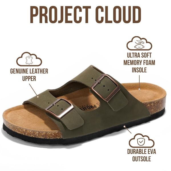 Project Cloud | "Venita" 100% Genuine Leather Womens Sandals | Memory Foam | Lightweight | Non-Slip