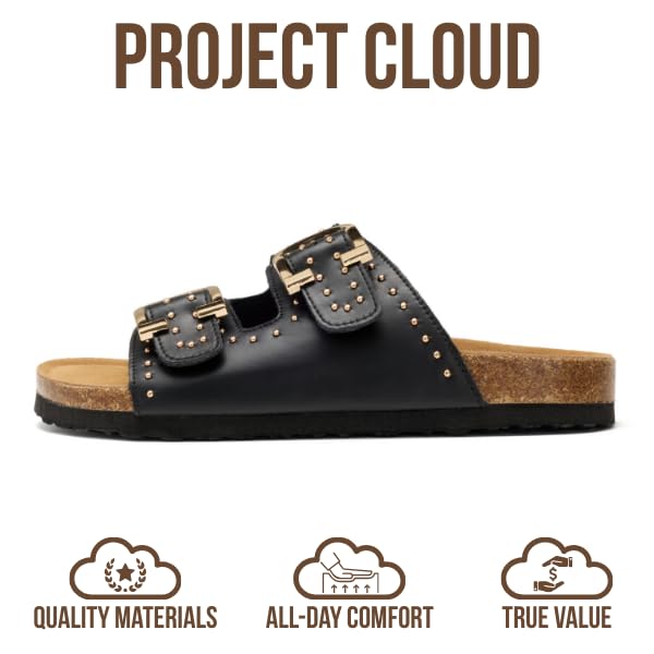 Project Cloud Women's | 100% Genuine Leather Womens Sandals | Memory Foam | Lightweight | Non-Slip - Venita Stud