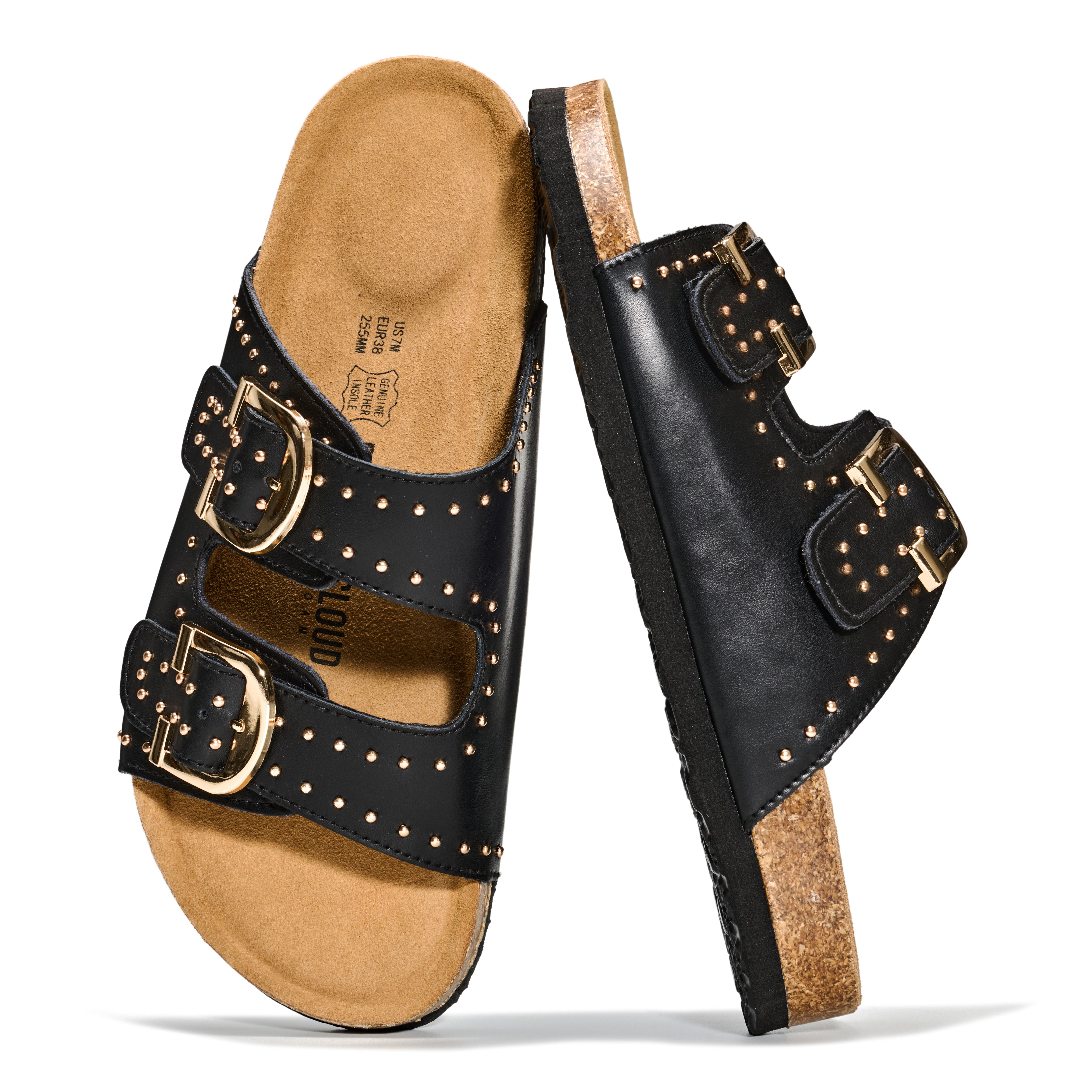 Project Cloud Women's | 100% Genuine Leather Womens Sandals | Memory Foam | Lightweight | Non-Slip - Venita Stud