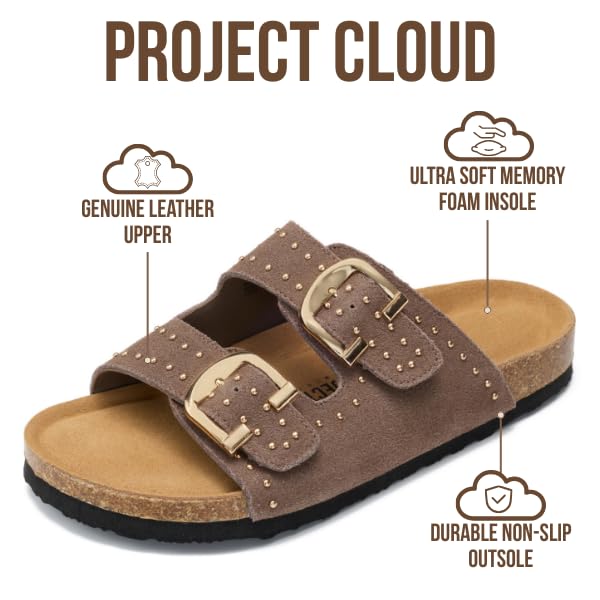 Project Cloud Women's | 100% Genuine Leather Womens Sandals | Memory Foam | Lightweight | Non-Slip - Venita Stud