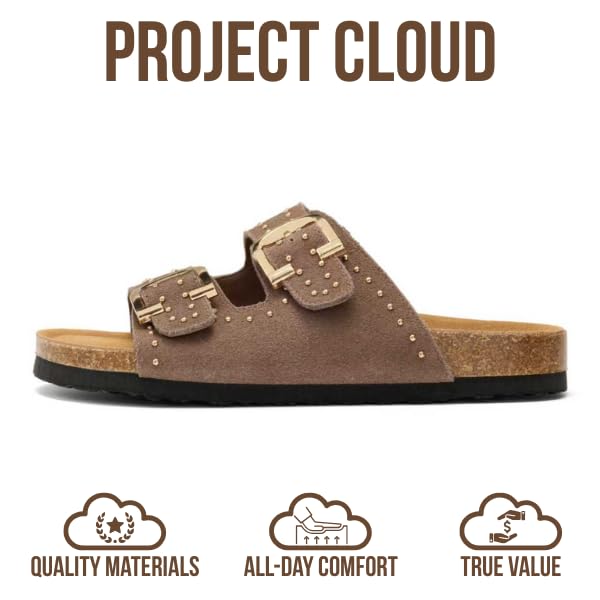 Project Cloud Women's | 100% Genuine Leather Womens Sandals | Memory Foam | Lightweight | Non-Slip - Venita Stud