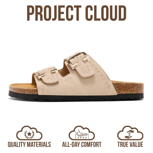 Project Cloud Women's | 100% Genuine Leather Womens Sandals | Memory Foam | Lightweight | Non-Slip - Venita Stud