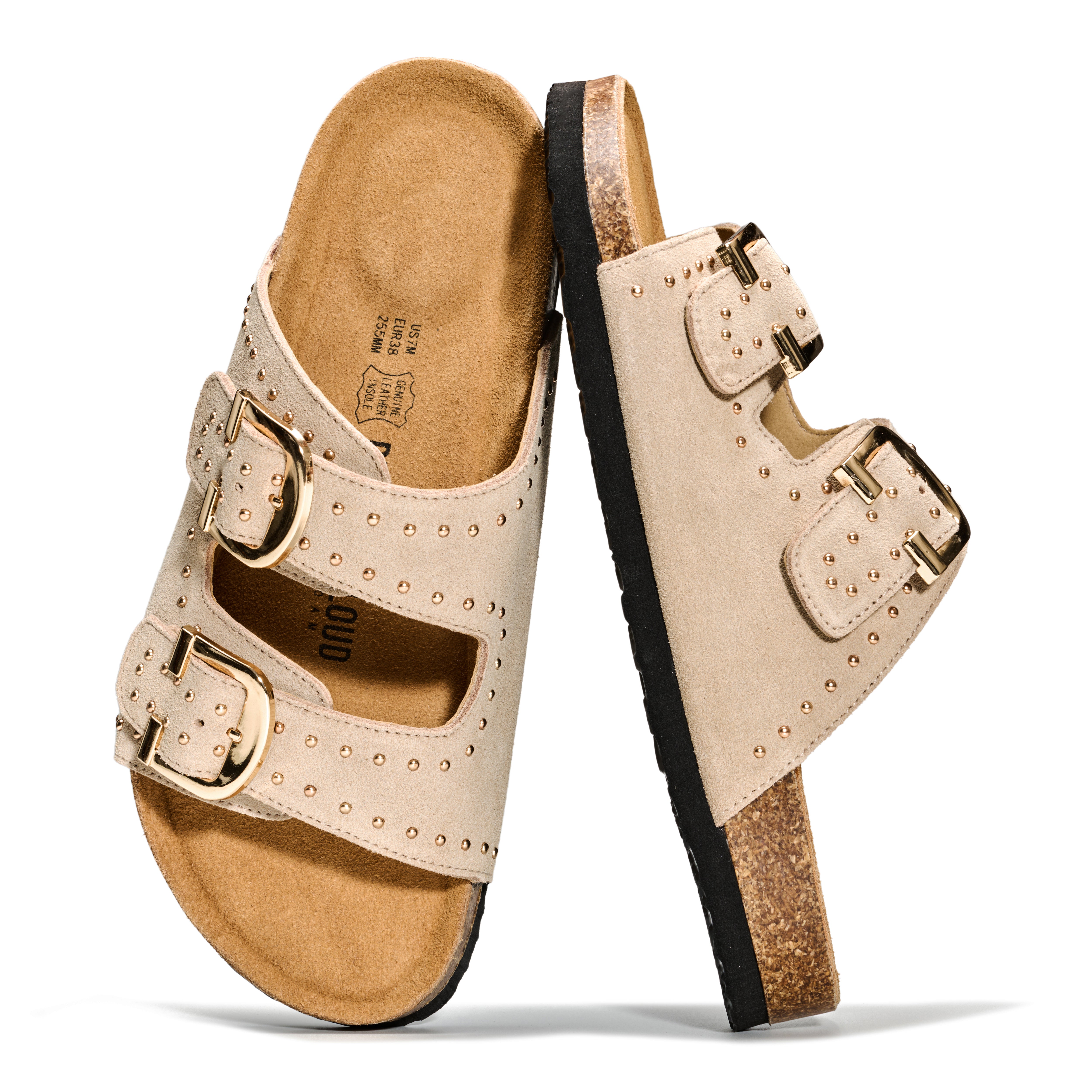 Project Cloud Women's | 100% Genuine Leather Womens Sandals | Memory Foam | Lightweight | Non-Slip - Venita Stud