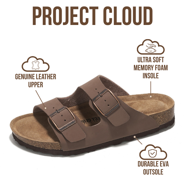 Project Cloud | "Venita" 100% Genuine Leather Womens Sandals | Memory Foam | Lightweight | Non-Slip