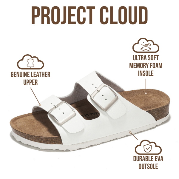 Project Cloud | "Venita" 100% Genuine Leather Womens Sandals | Memory Foam | Lightweight | Non-Slip