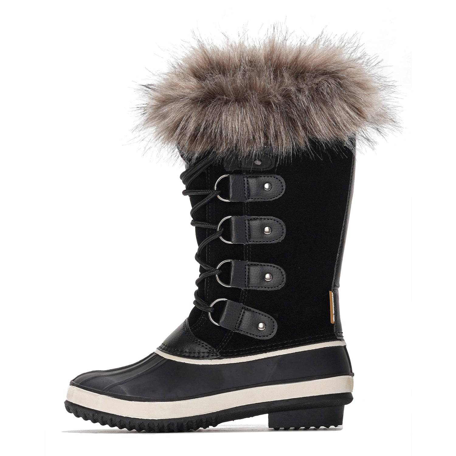 Ventura Women's Black Snow Boots with Fur Trim