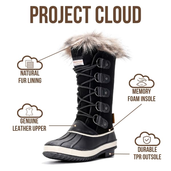 Project Cloud Women's | Genuine Leather Snow Boots | Memory Foam Insole | Non-Slip - Ventura