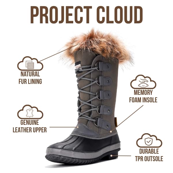 Project Cloud Women's | Genuine Leather Snow Boots | Memory Foam Insole | Non-Slip - Ventura
