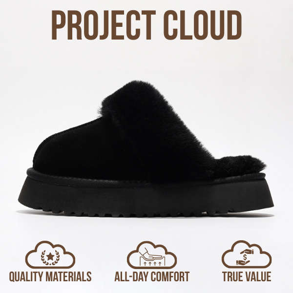 Project Cloud | "Viki" 100% Genuine Suede Platform Slippers for Women | Memory Foam | Non-Slip