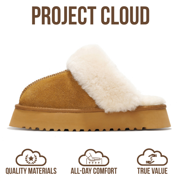Project Cloud | "Viki" 100% Genuine Suede Platform Slippers for Women | Memory Foam | Non-Slip