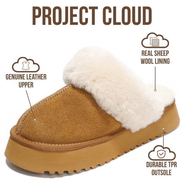 Project Cloud | "Viki" 100% Genuine Suede Platform Slippers for Women | Memory Foam | Non-Slip