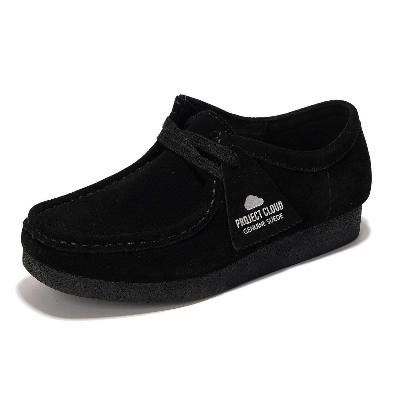 Project Cloud Wally Oxford women's shoe in black suede leather. Memory foam insole, casual loafers.
