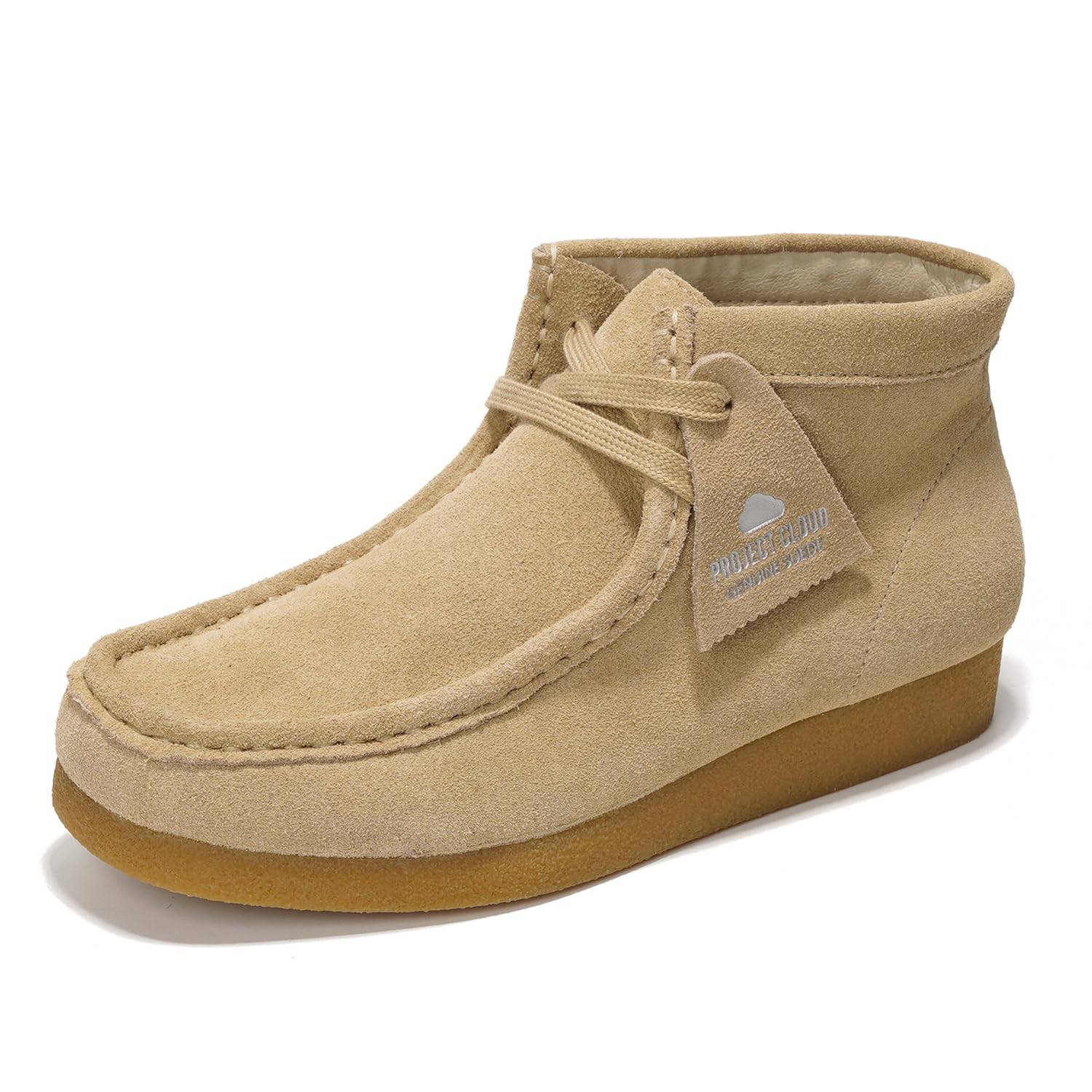 Project Cloud Wally Boot in sand suede. Women's ankle boot with memory foam and non-slip sole.