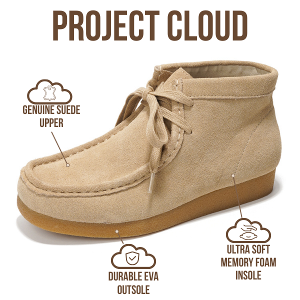 Project Cloud | "Wally Boot" Women Ankle Boots | 100% Genuine Suede | ProjectPlush | Non-Slip
