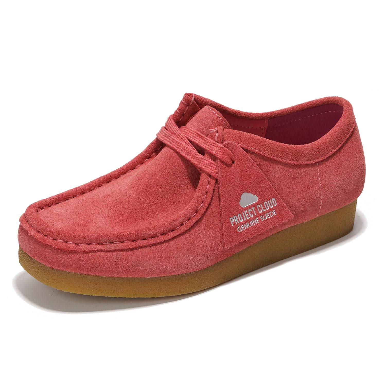 Mauve suede Project Cloud Wally Oxford women's shoes, memory foam insole, casual loafers. Features Genuine Suede label.