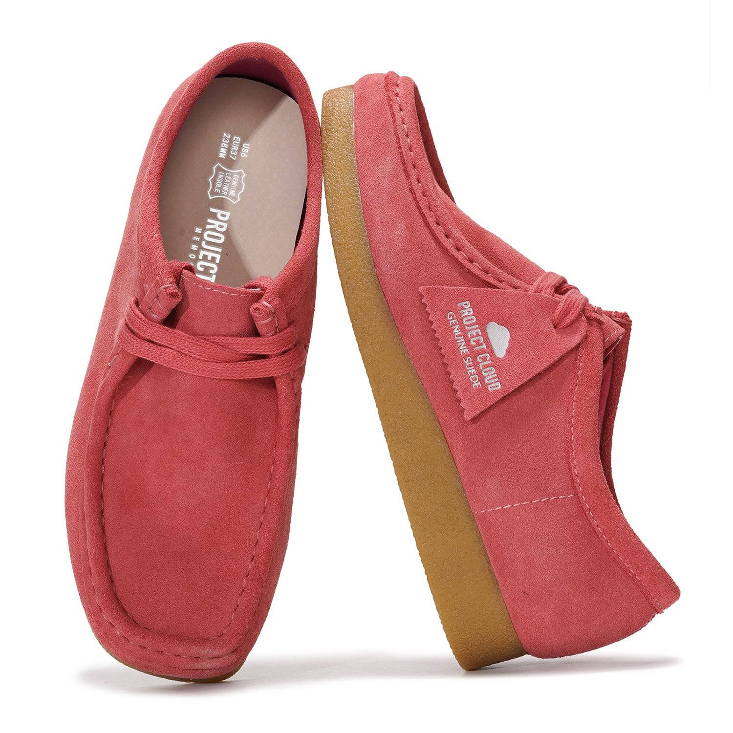 Project Cloud Wally Oxford shoes for women in mauve suede leather, memory foam insole, casual loafers.