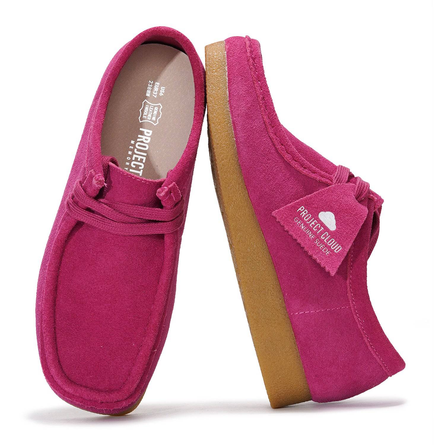 Mauve suede Project Cloud Wally Oxford women's shoes, memory foam insole, casual loafers. Genuine Suede.