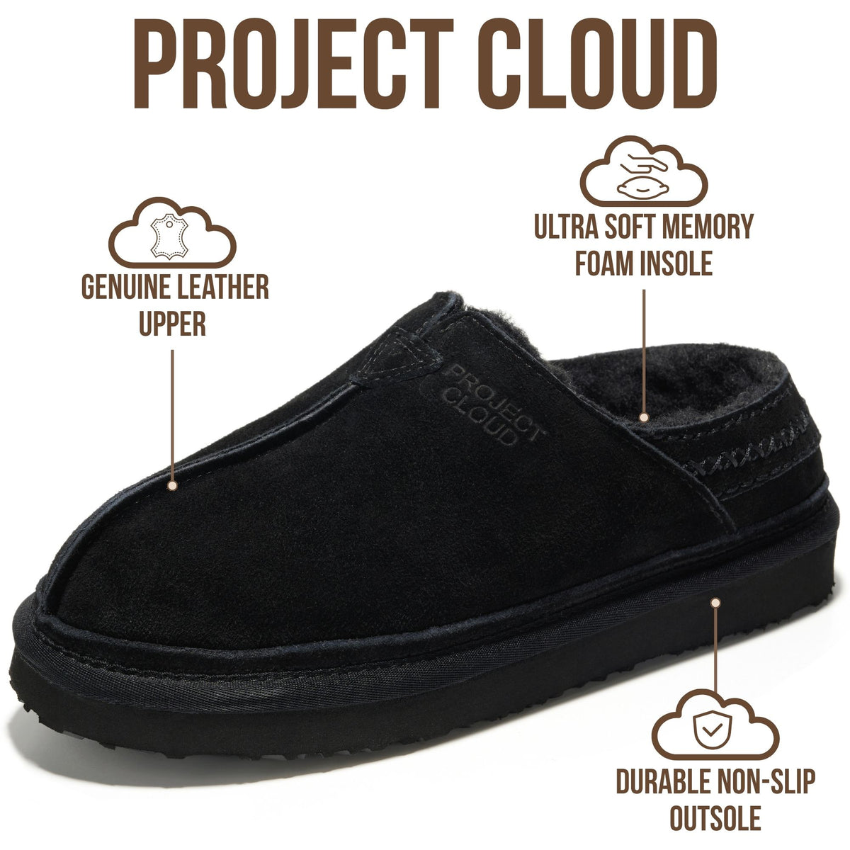 Project Cloud Women's | Genuine Australian Shearling Slippers | Memory Foam | Non-Slip - Wind Down - Project Cloud - Clogs -Shop Project Cloud premium footwear Now!