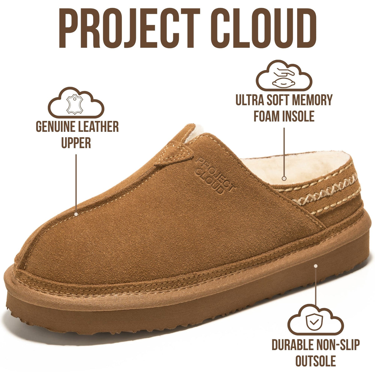 Project Cloud Women's | Genuine Australian Shearling Slippers | Memory Foam | Non-Slip - Wind Down - Project Cloud - Clogs -Shop Project Cloud premium footwear Now!