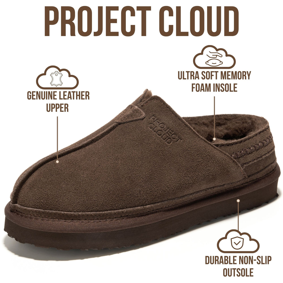 Project Cloud Women's | Genuine Australian Shearling Slippers | Memory Foam | Non-Slip - Wind Down - Project Cloud - Clogs -Shop Project Cloud premium footwear Now!