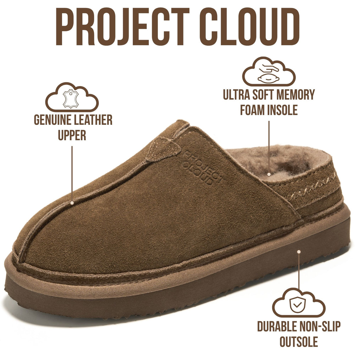 Project Cloud Women's | Genuine Australian Shearling Slippers | Memory Foam | Non-Slip - Wind Down - Project Cloud - Clogs -Shop Project Cloud premium footwear Now!