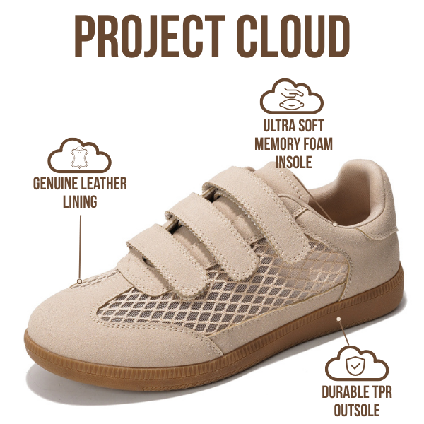 Project Cloud | "Ysabelle" Vegan Leather Women's Trendy Sneakers | Memory Foam Technology | Lightweight | Non-Slip