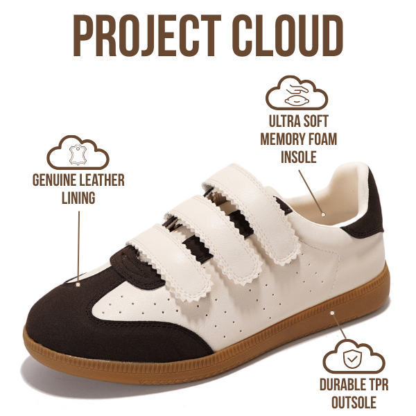 Project Cloud | "Ysabelle" Vegan Leather Women's Trendy Sneakers | Memory Foam Technology | Lightweight | Non-Slip