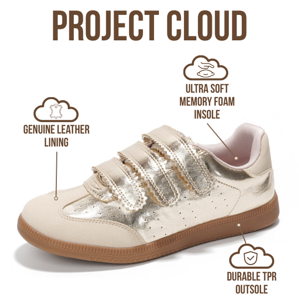 Project Cloud | "Ysabelle" Vegan Leather Women's Trendy Sneakers | Memory Foam Technology | Lightweight | Non-Slip