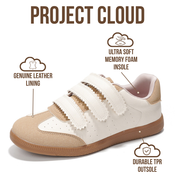 Project Cloud | "Ysabelle" Vegan Leather Women's Trendy Sneakers | Memory Foam Technology | Lightweight | Non-Slip