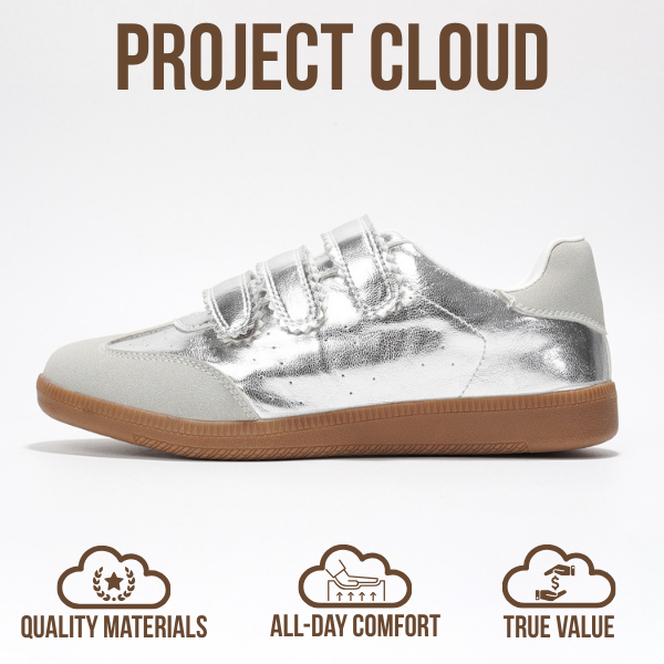 Project Cloud | "Ysabelle" Vegan Leather Women's Trendy Sneakers | Memory Foam Technology | Lightweight | Non-Slip