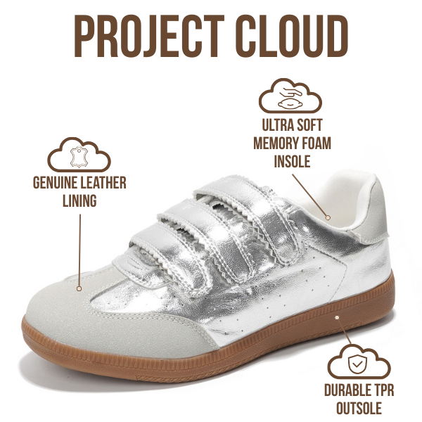 Project Cloud | "Ysabelle" Vegan Leather Women's Trendy Sneakers | Memory Foam Technology | Lightweight | Non-Slip