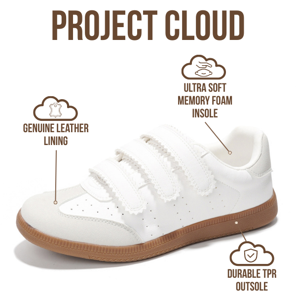 Project Cloud | "Ysabelle" Vegan Leather Women's Trendy Sneakers | Memory Foam Technology | Lightweight | Non-Slip