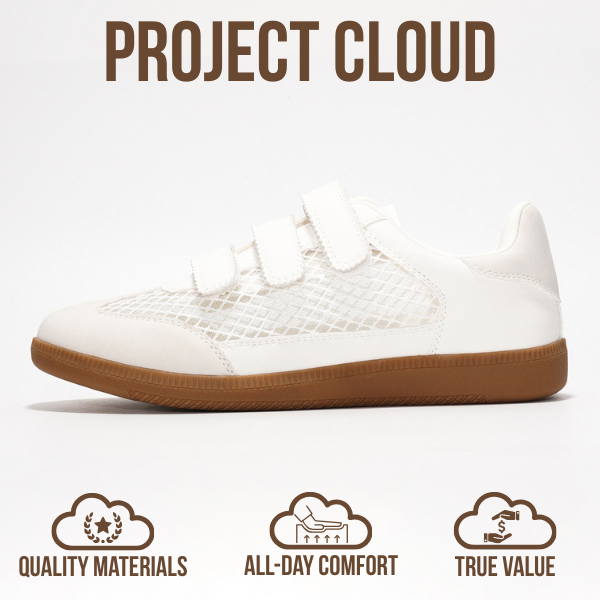 Project Cloud | "Ysabelle" Vegan Leather Women's Trendy Sneakers | Memory Foam Technology | Lightweight | Non-Slip
