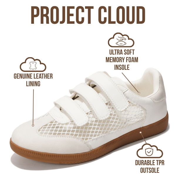 Project Cloud | "Ysabelle" Vegan Leather Women's Trendy Sneakers | Memory Foam Technology | Lightweight | Non-Slip