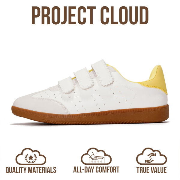 Project Cloud | "Ysabelle" Vegan Leather Women's Trendy Sneakers | Memory Foam Technology | Lightweight | Non-Slip